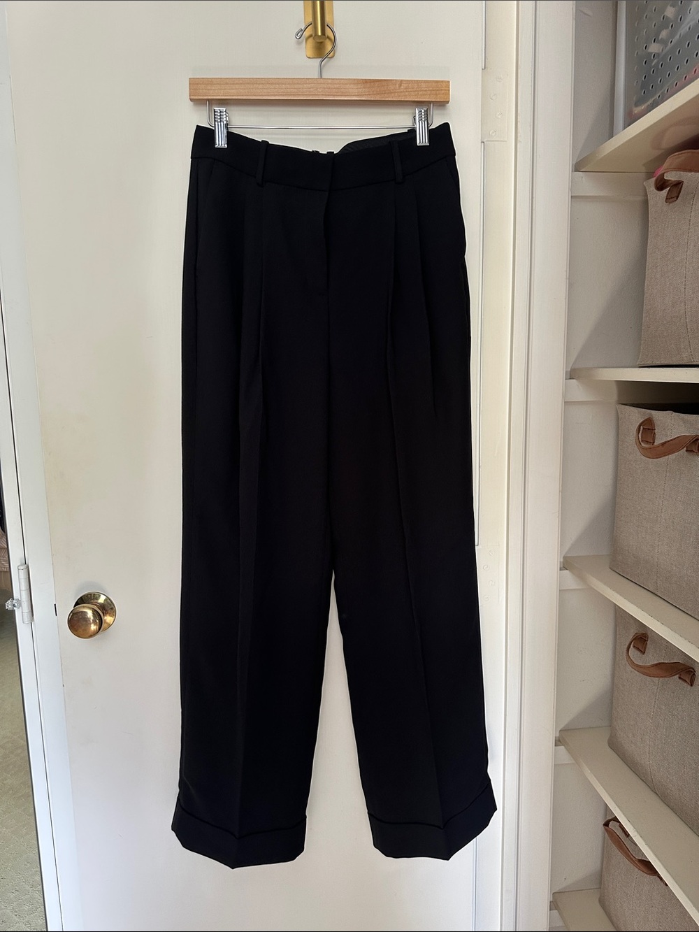 J. Crew Black Wide-Leg Pleated Pants